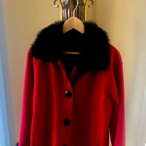 Red Jacket with black faux fur collar